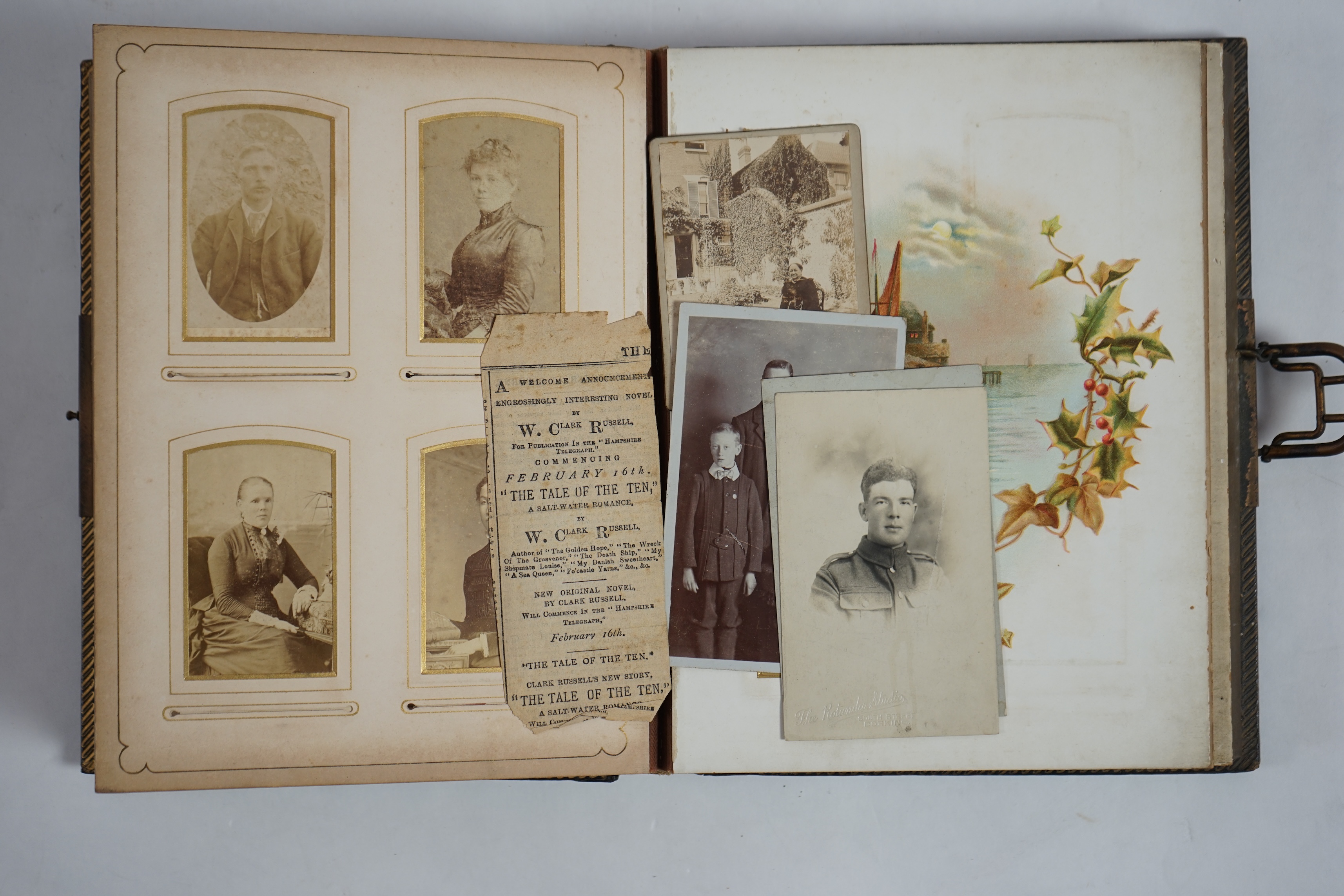 A late 19th century musical embossed leather photograph album 'The Seaside Album' by J.C.M Co. Ltd